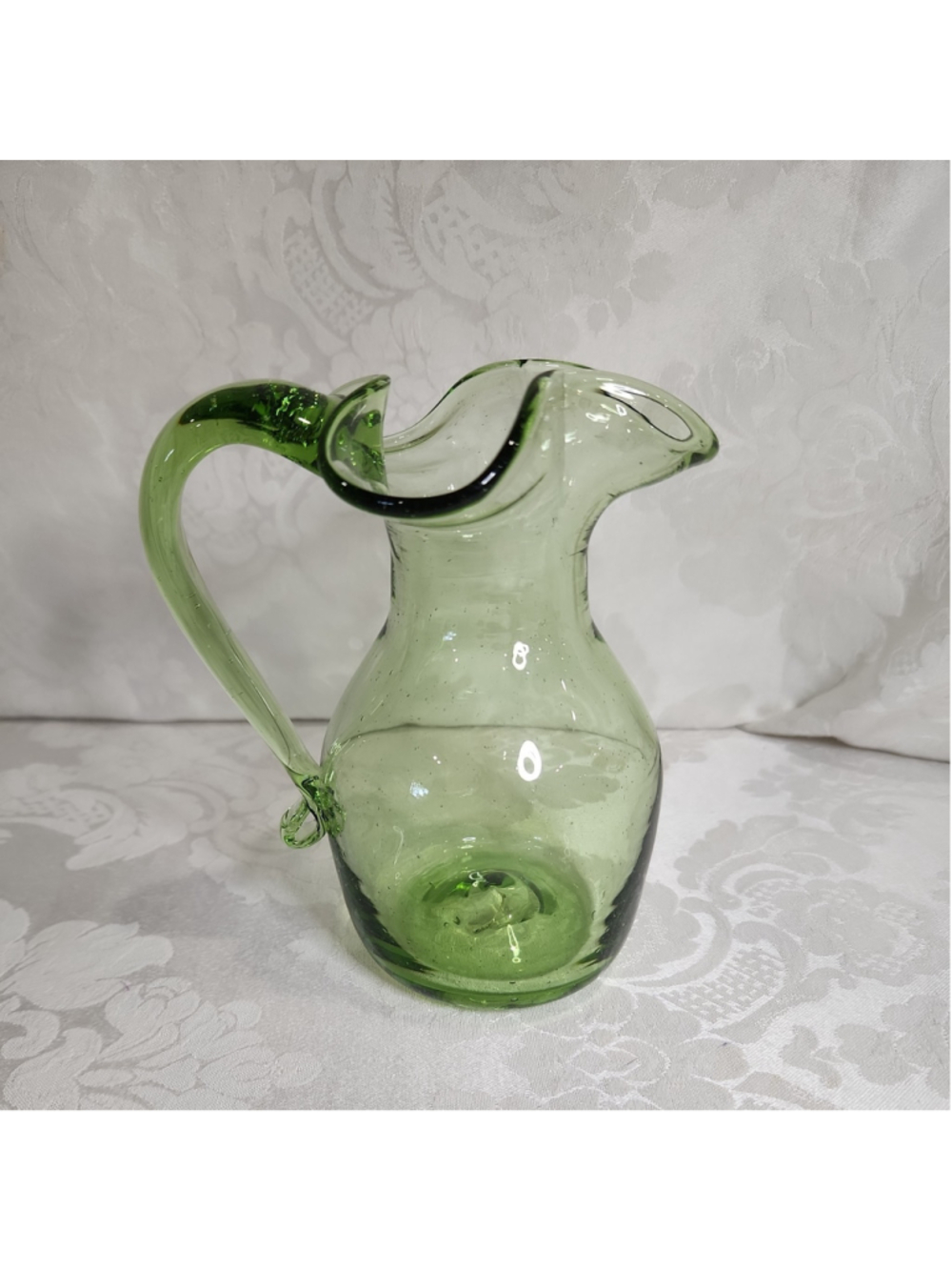 Vintage BLENKO hand blown Glass Pitcher -6” Tall